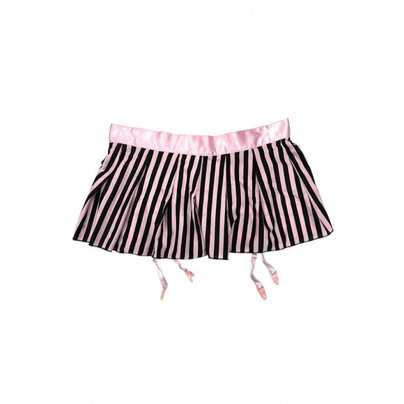 Sexy pink black striped gartered mini mini skirt S/M - Picture 1 of 5